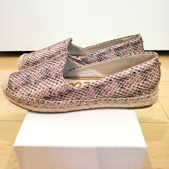 🎀SAM EDELMAN Pink Khloe Snake-effect Leather Espadrille Slip-on - Picture 2 of 4